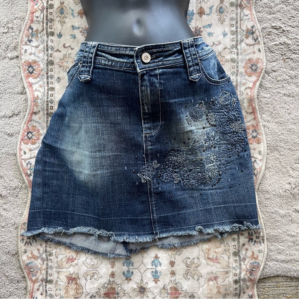 Versace Jeans Couture Y2K Embroidered A-Line Mini Skirt